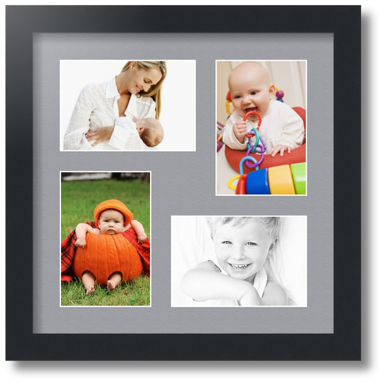 ArtToFrames Collage Photo Picture Frame with 4 - 4x6 inch Openings, Framed in Black with Over 62 Mat Color Options and Regular Glass (CSM-3926-178)